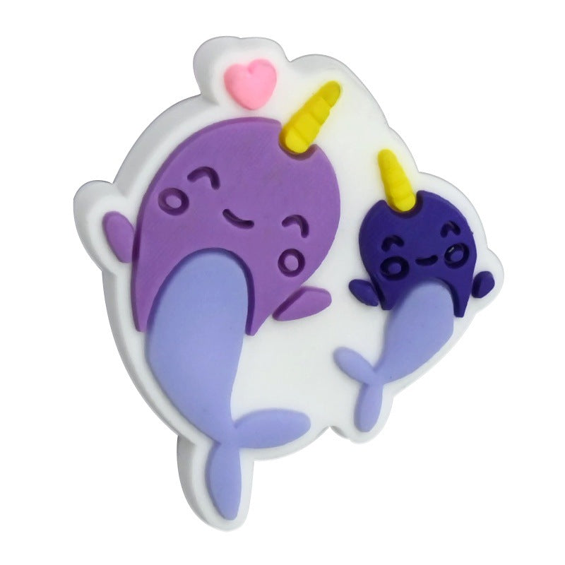 Wholesale   Random 100pcs/pack  Cartoon Ocean Animal Series PVC Soft Rubber Thick Sheets DIY Beading